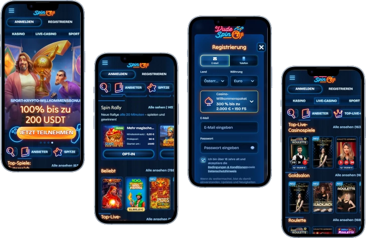 DudeSpin Casino Startseite im Bowling-Design
